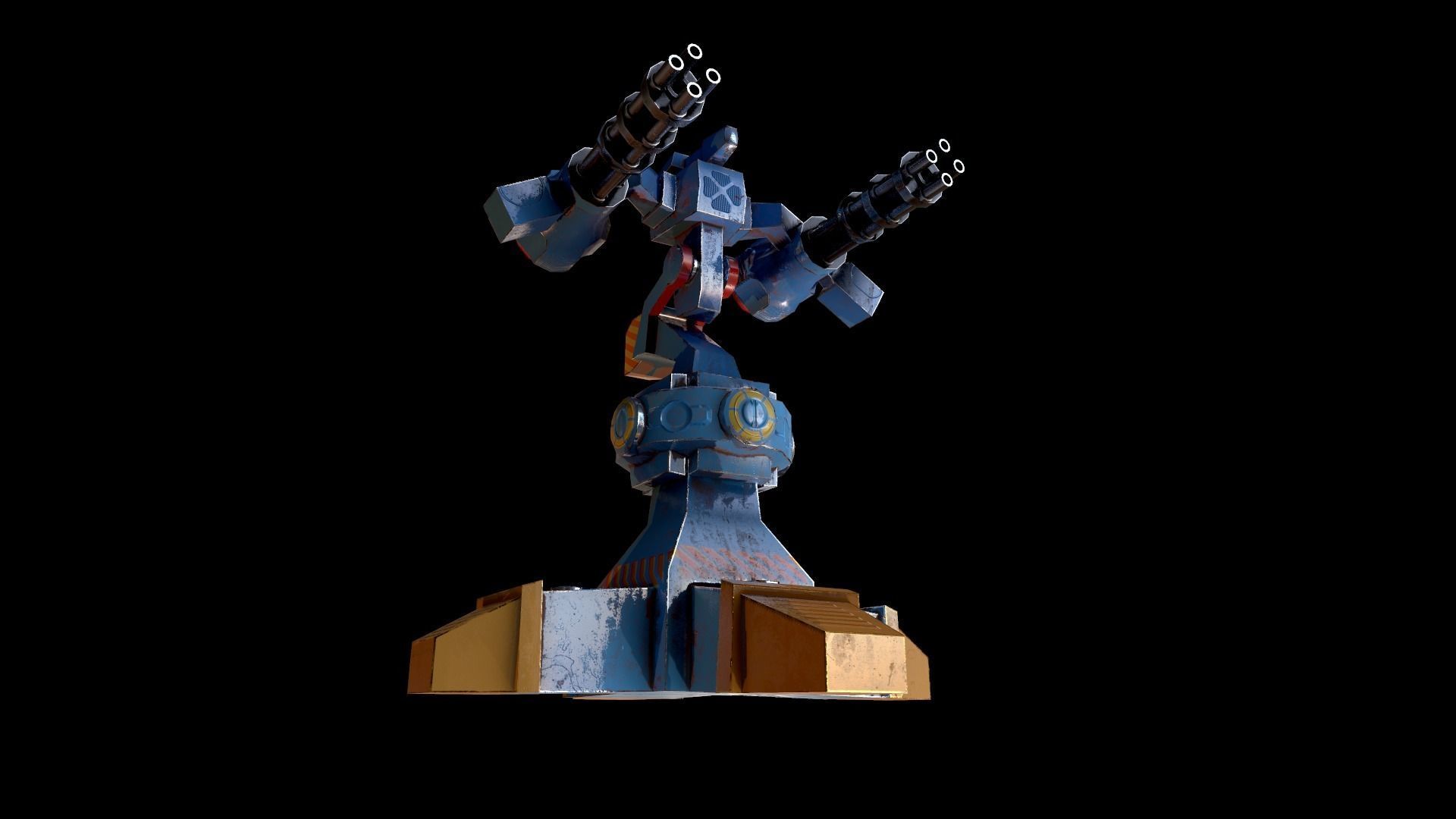 Machine Gun Turret Low-poly 3D model_5