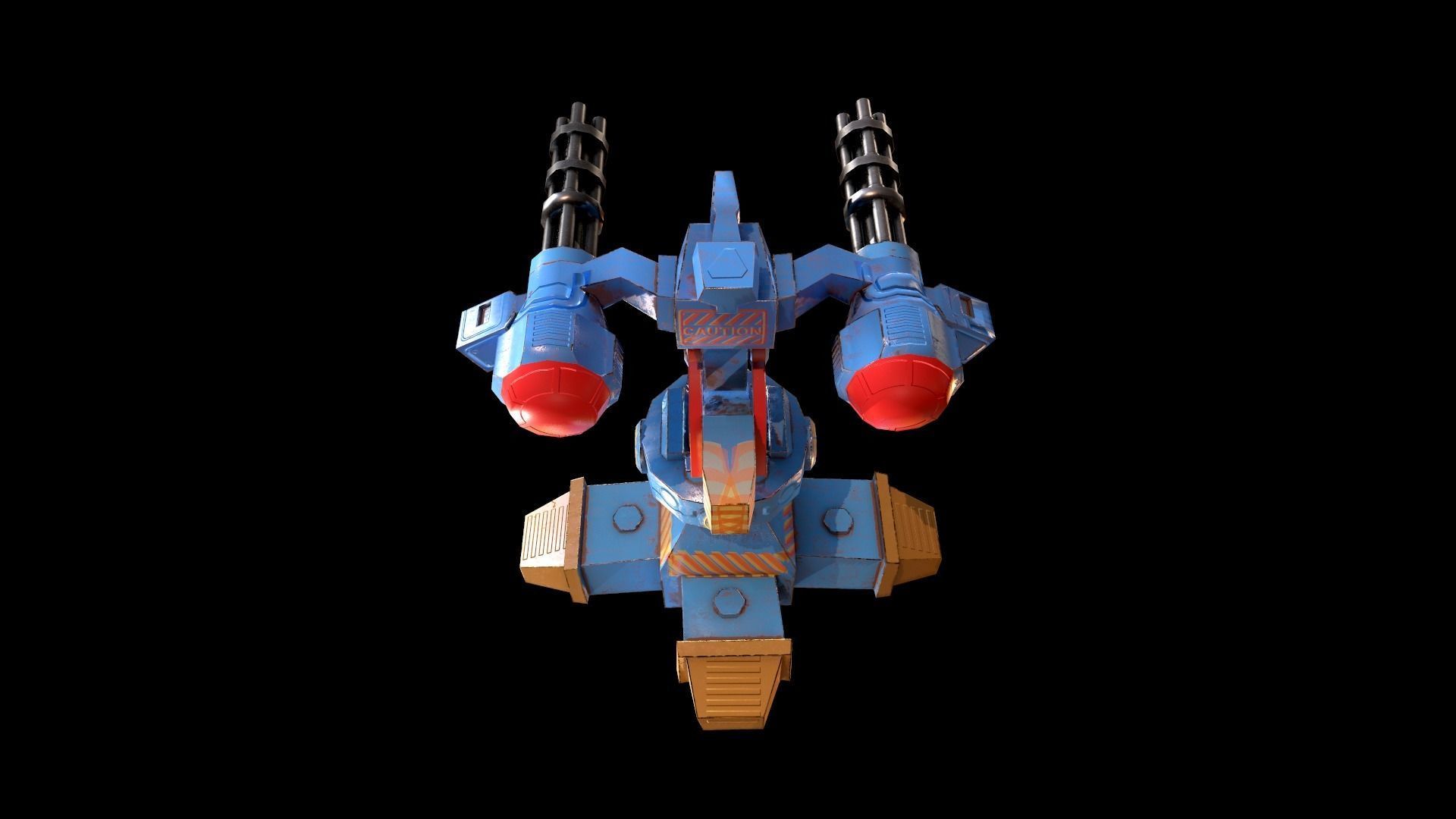 Machine Gun Turret Low-poly 3D model_7