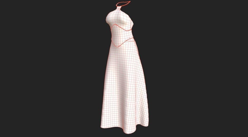 Dany Dress Low-poly 3D model_4