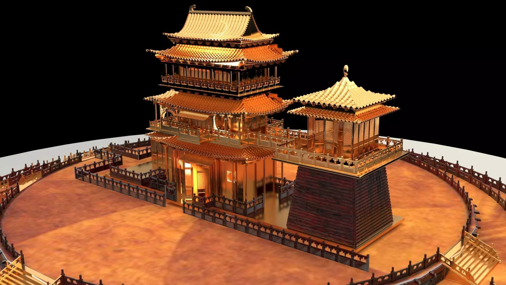 Chinese ancient palace 3D model_0