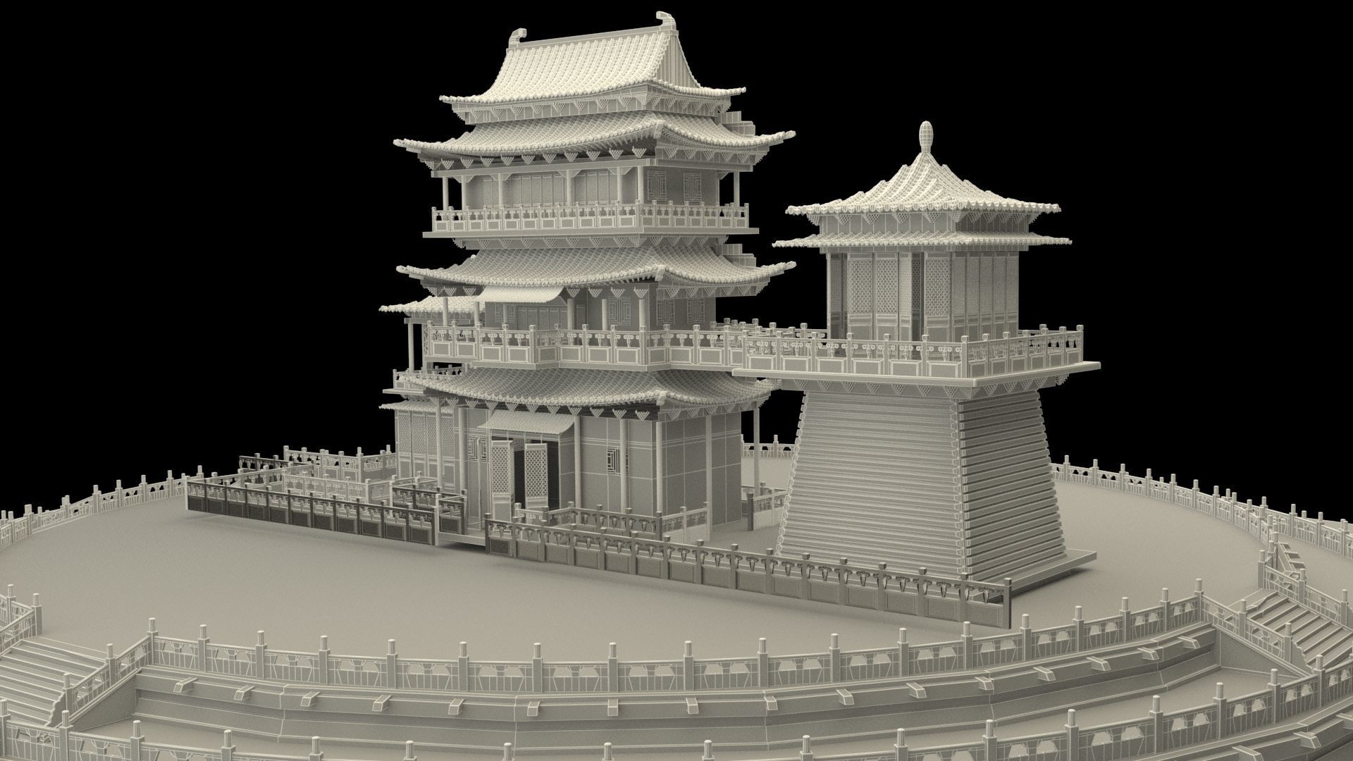 Chinese ancient palace 3D model_6