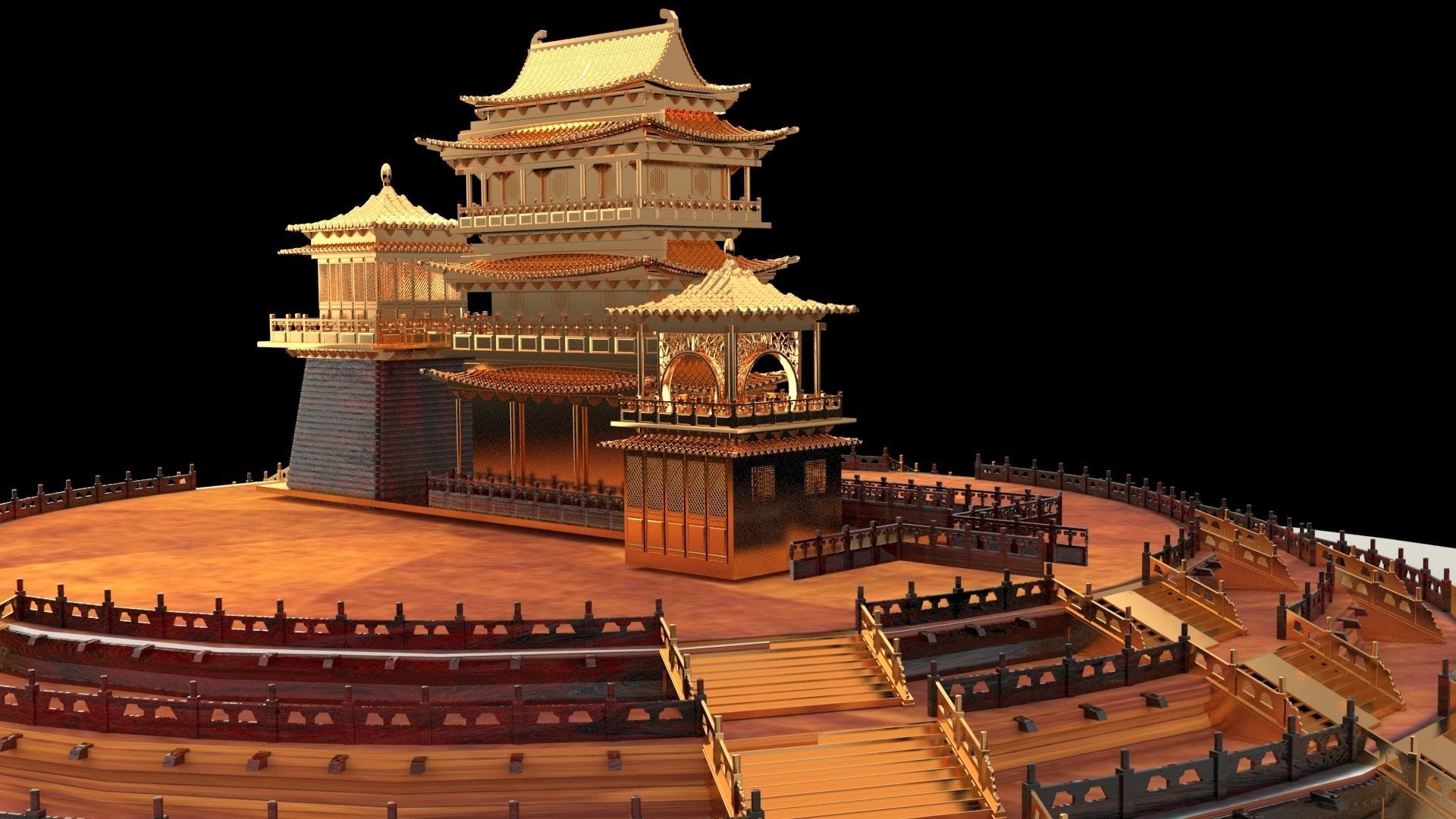 Chinese ancient palace 3D model_1