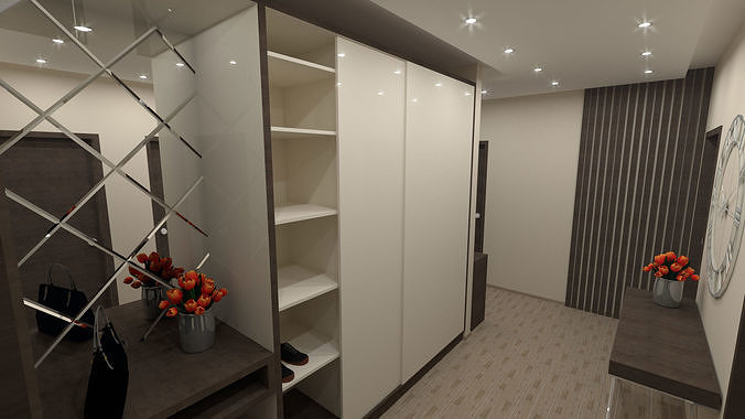 Hallway closet in modern apartment 3D print model