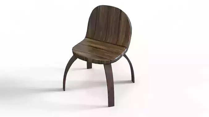 Funky Wooden Chair 3D Model Low-poly 3D model