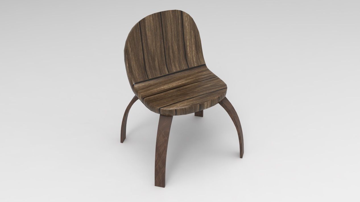 Funky Wooden Chair 3D Model Low-poly 3D model_7