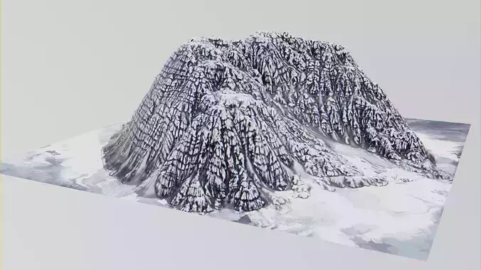 Stylized Low Poly Terrain - Snow Tall Mountain Low-poly 3D model