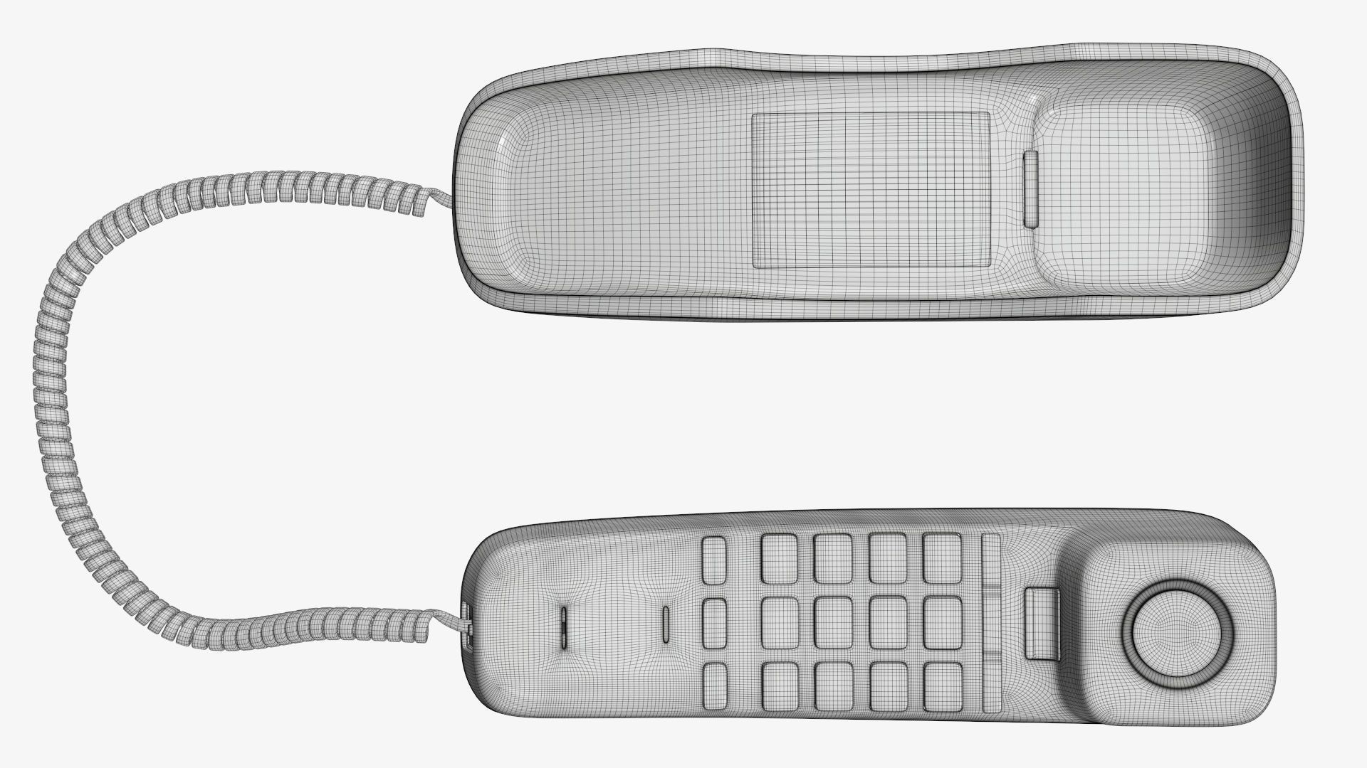 Corded phone compact handset removed 3D model_13