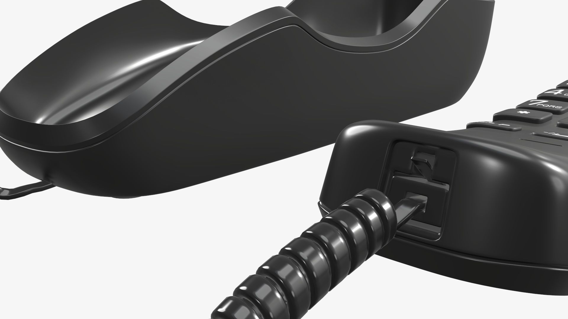 Corded phone compact handset removed 3D model_3