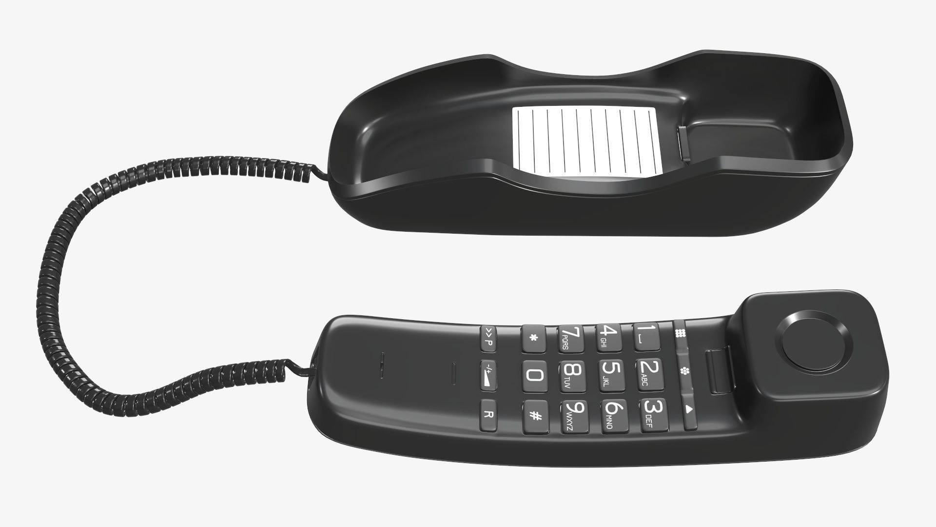 Corded phone compact handset removed 3D model_1