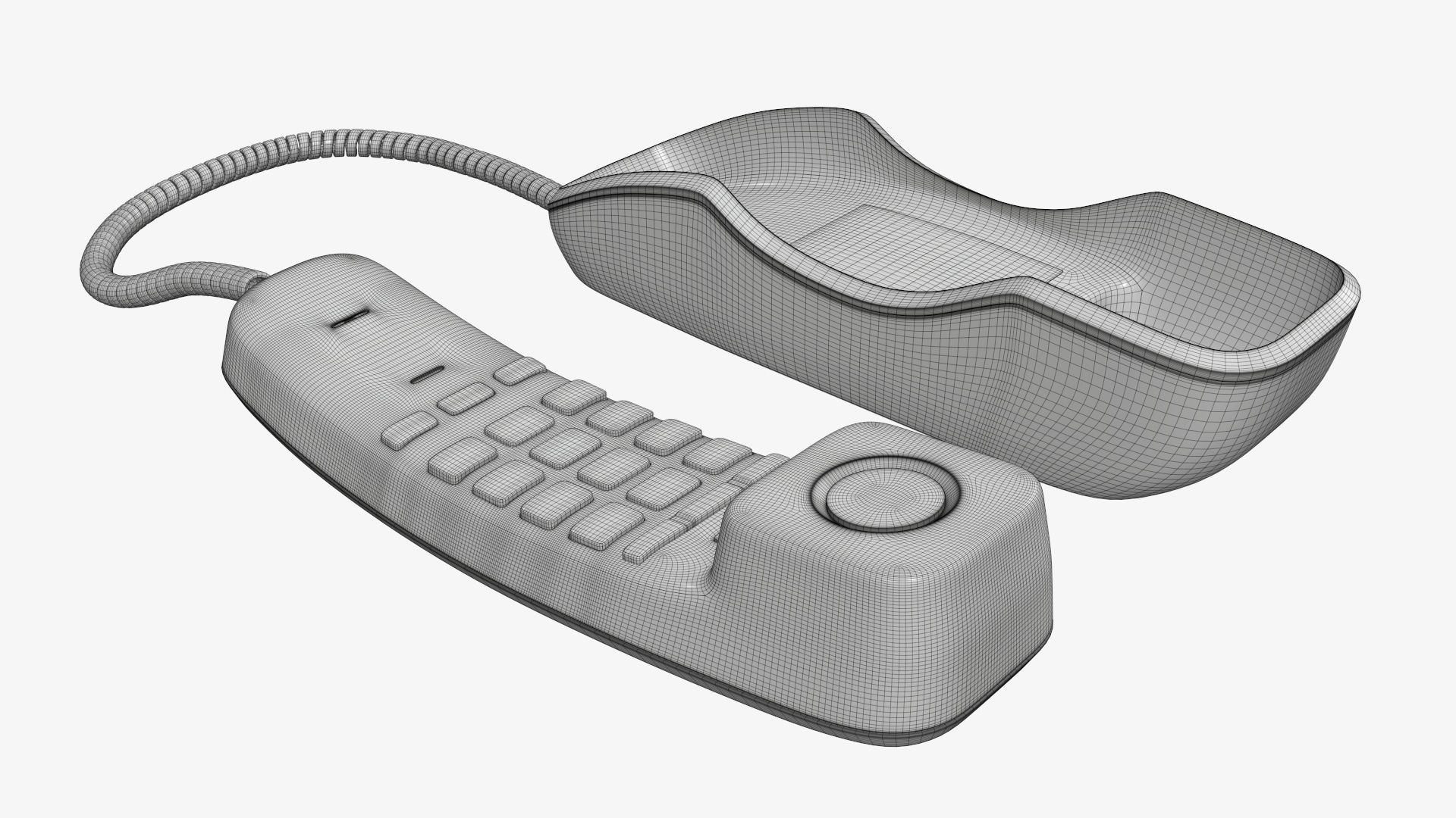 Corded phone compact handset removed 3D model_11