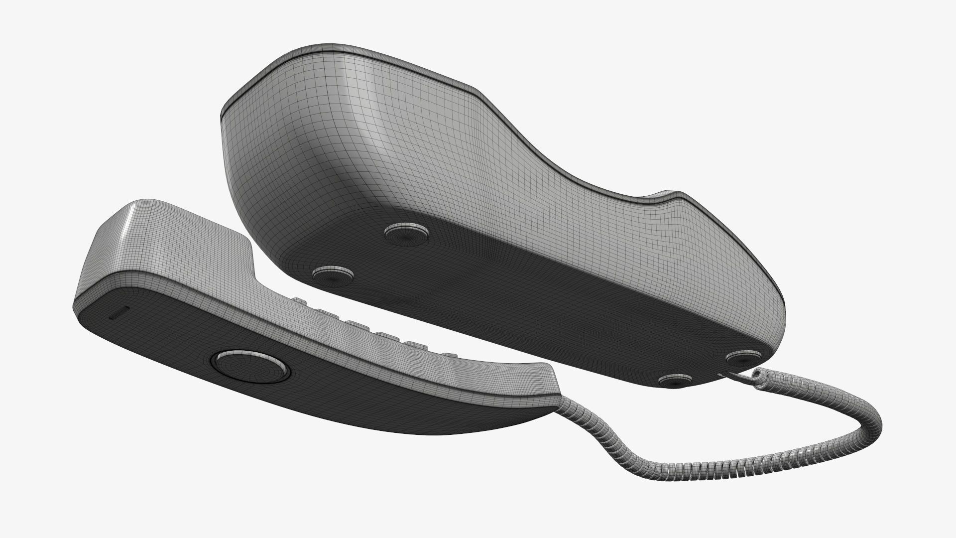 Corded phone compact handset removed 3D model_12