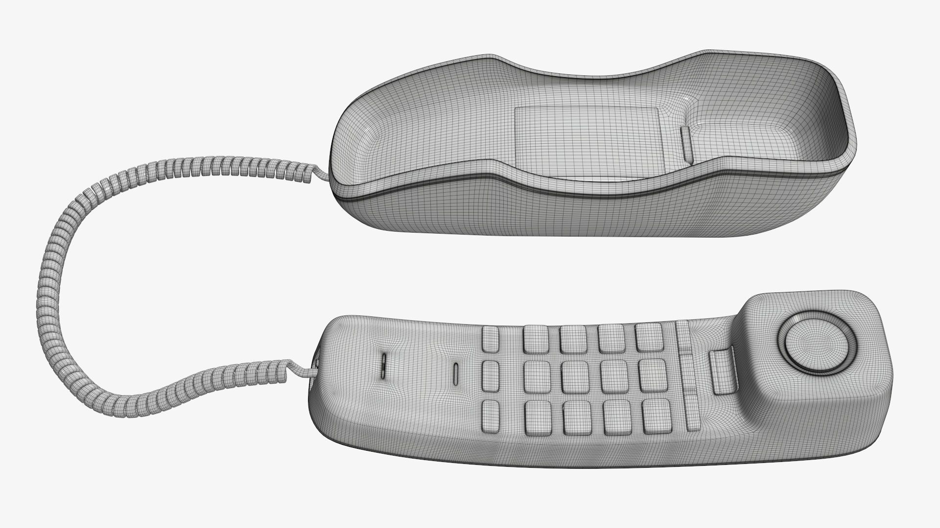 Corded phone compact handset removed 3D model_8