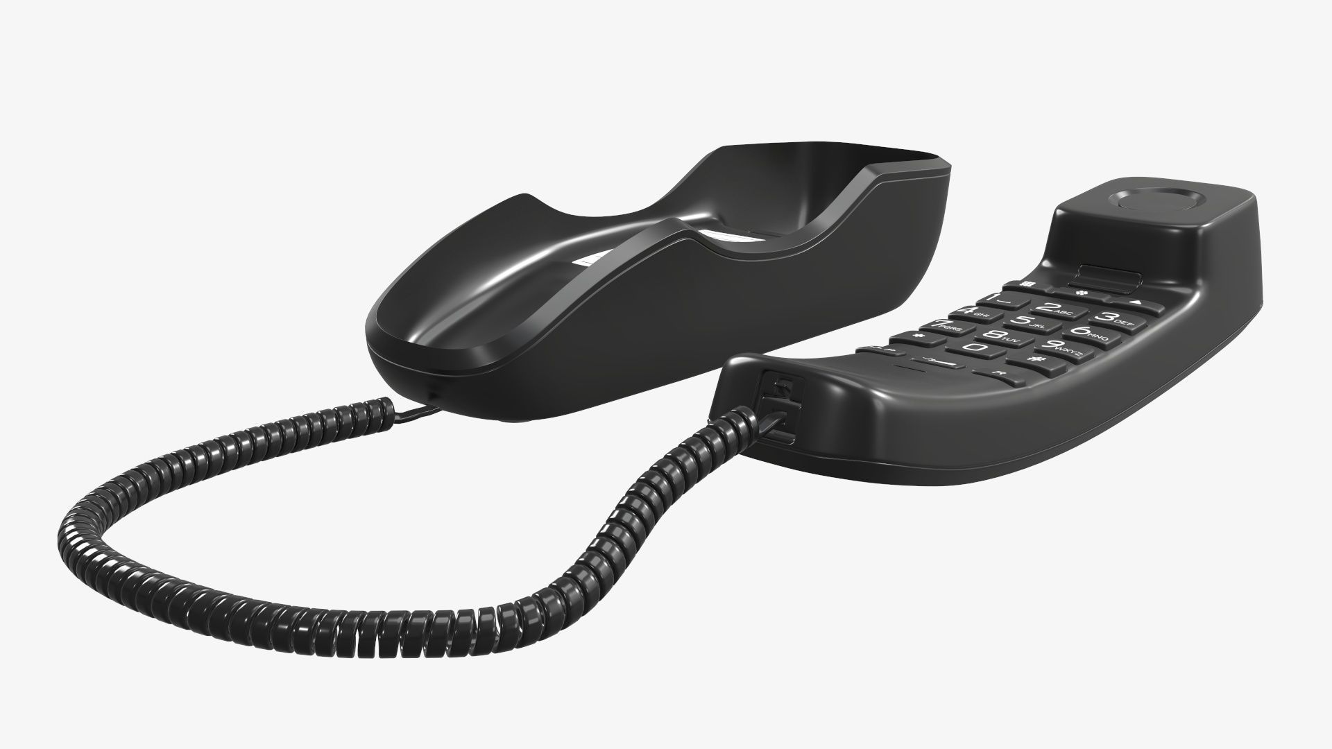 Corded phone compact handset removed 3D model_2