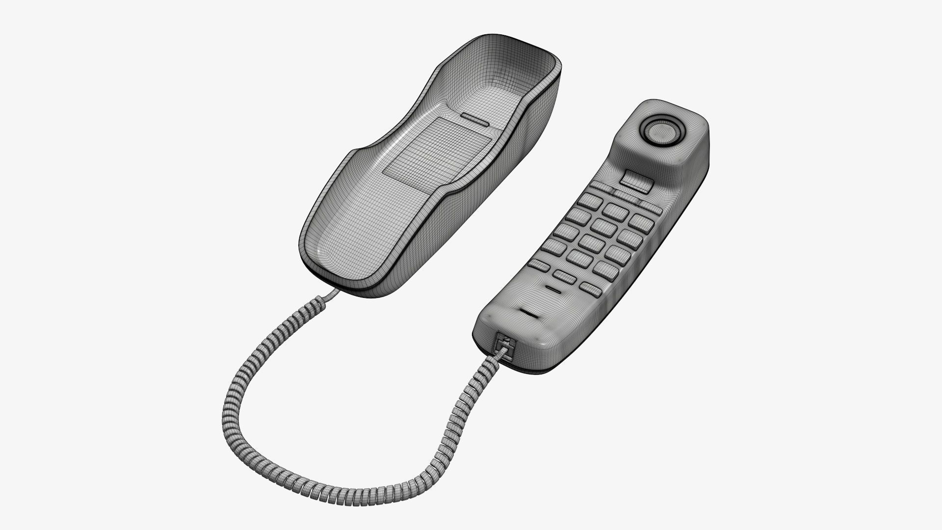 Corded phone compact handset removed 3D model_7