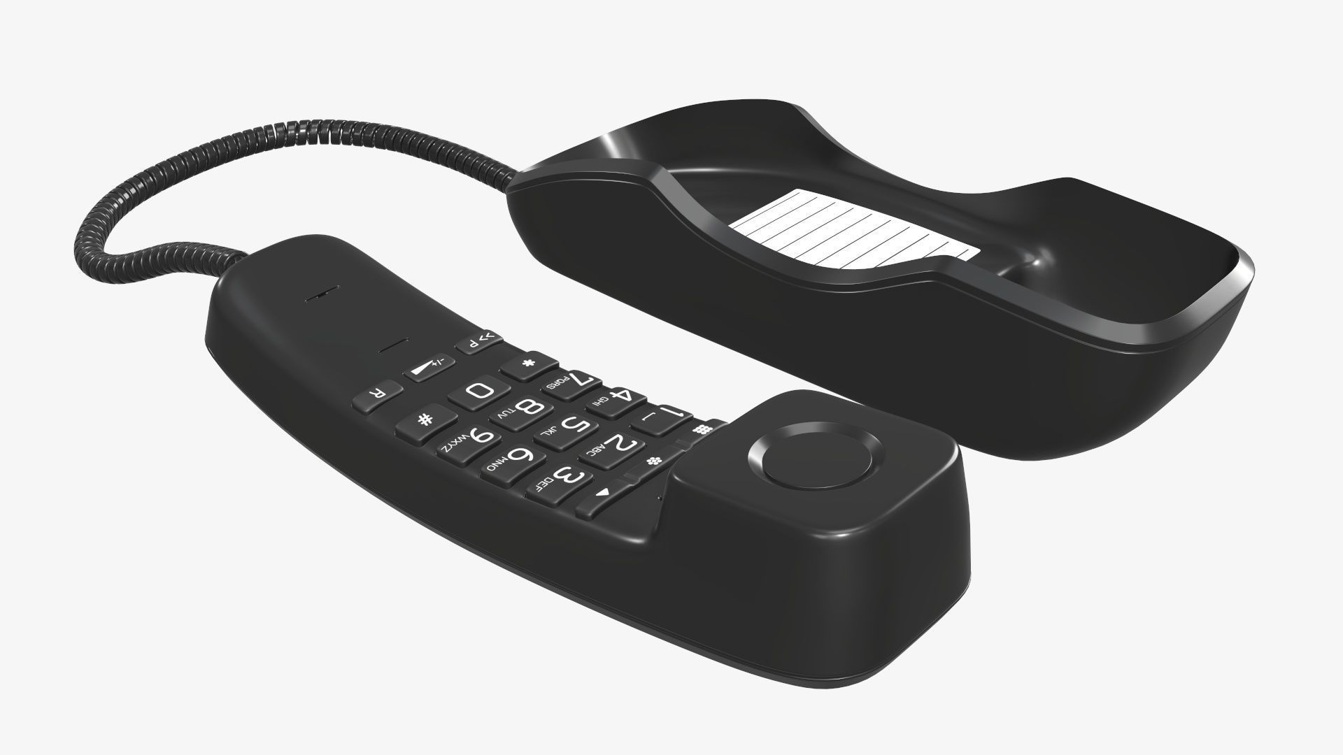 Corded phone compact handset removed 3D model_4