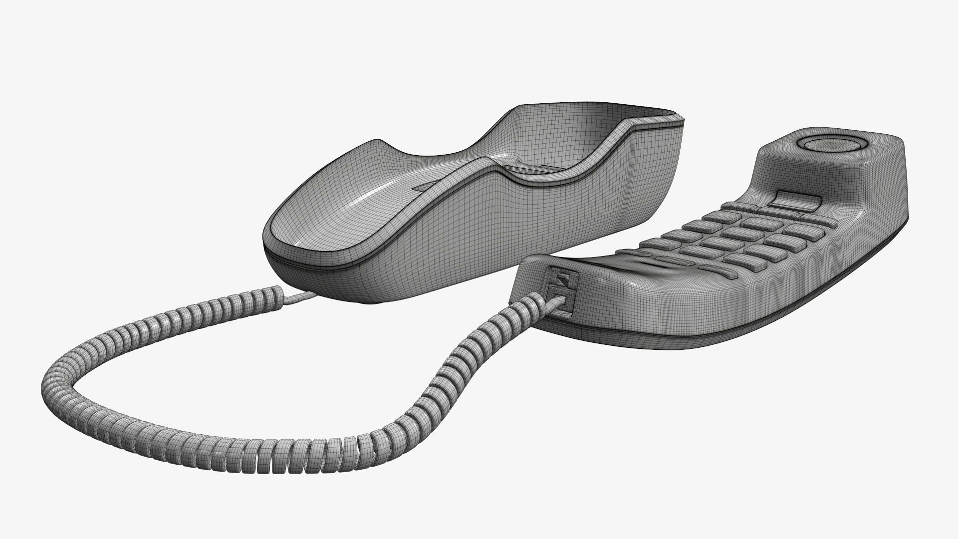 Corded phone compact handset removed 3D model_9