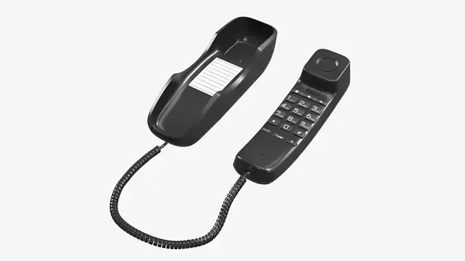 Corded phone compact handset removed 3D model