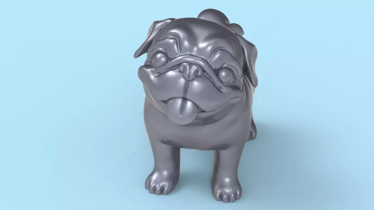 Cute Smiley Pug 3D print model_0