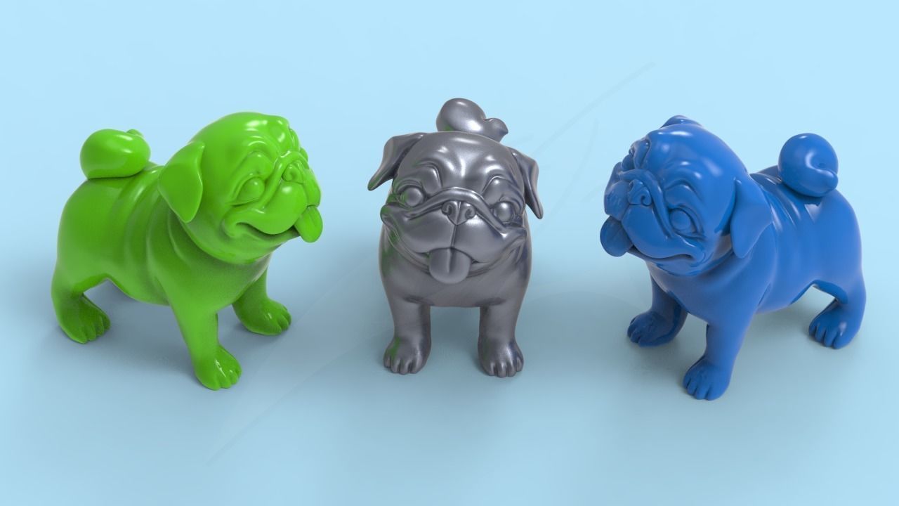 Cute Smiley Pug 3D print model_3