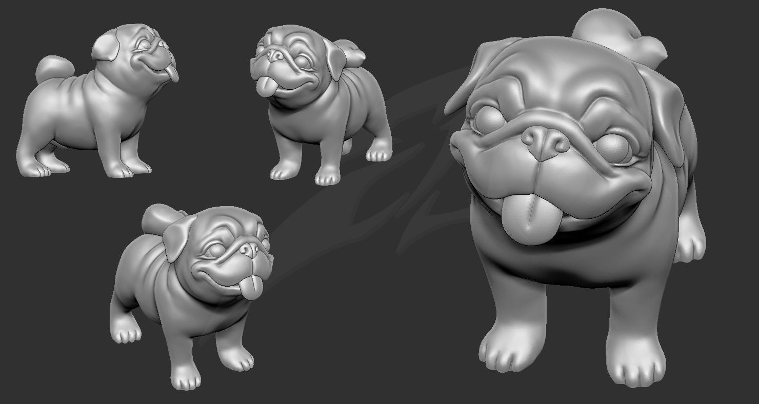 Cute Smiley Pug 3D print model_4