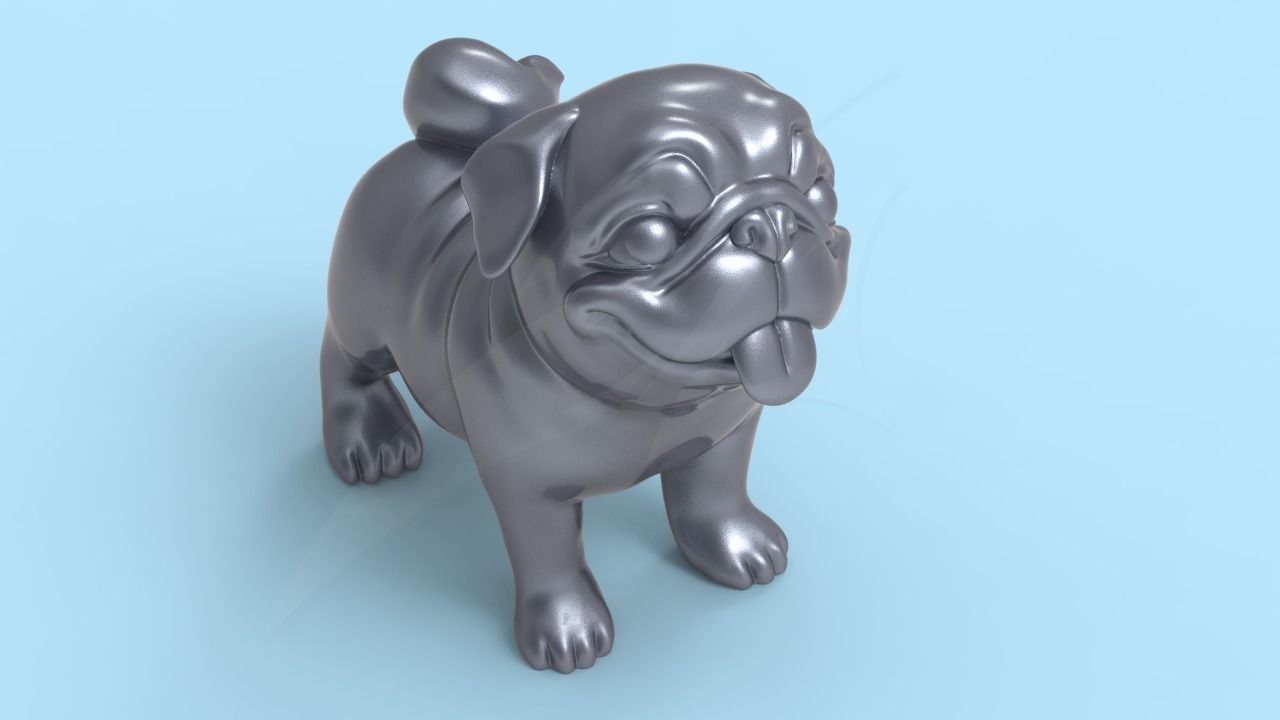 Cute Smiley Pug 3D print model_2