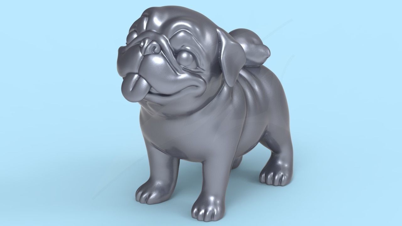 Cute Smiley Pug 3D print model_1