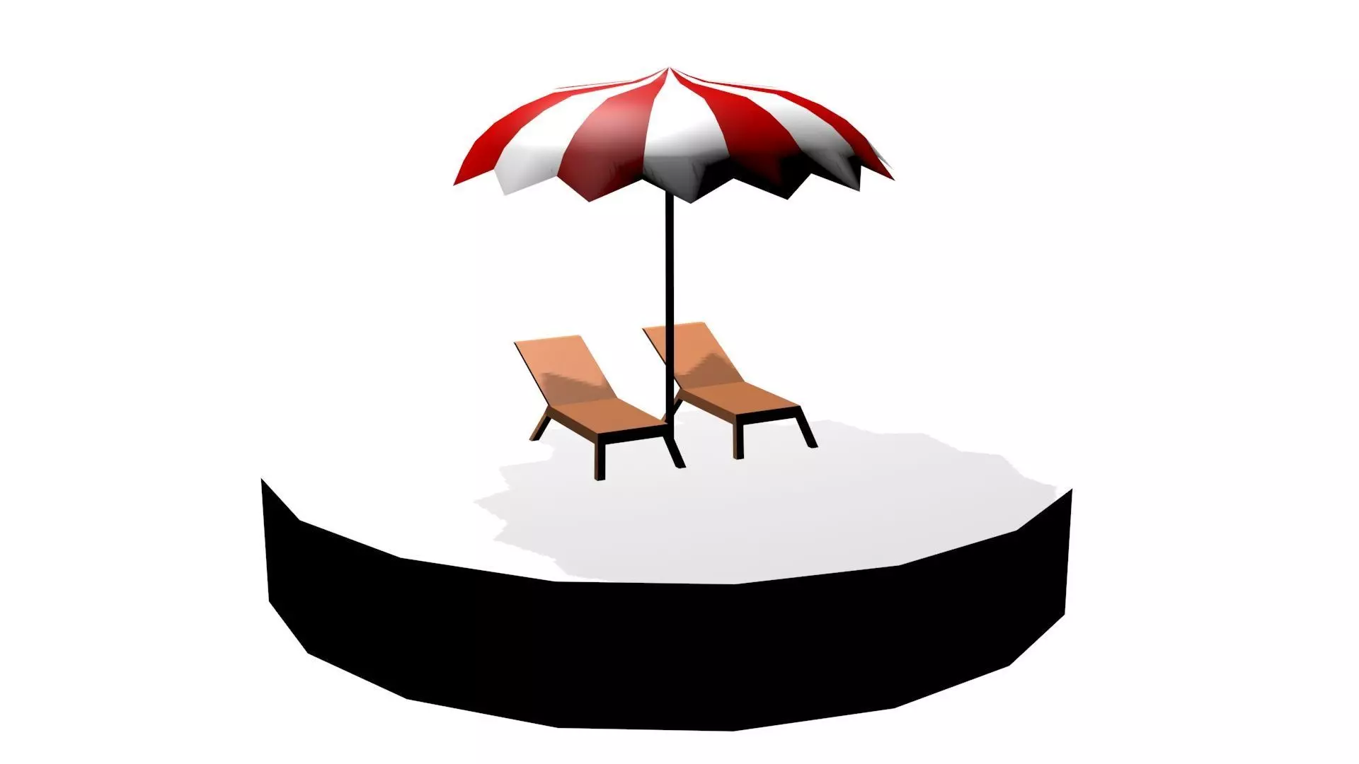 Low poly beach umbrella and chair 3d model free Free low-poly 3D model