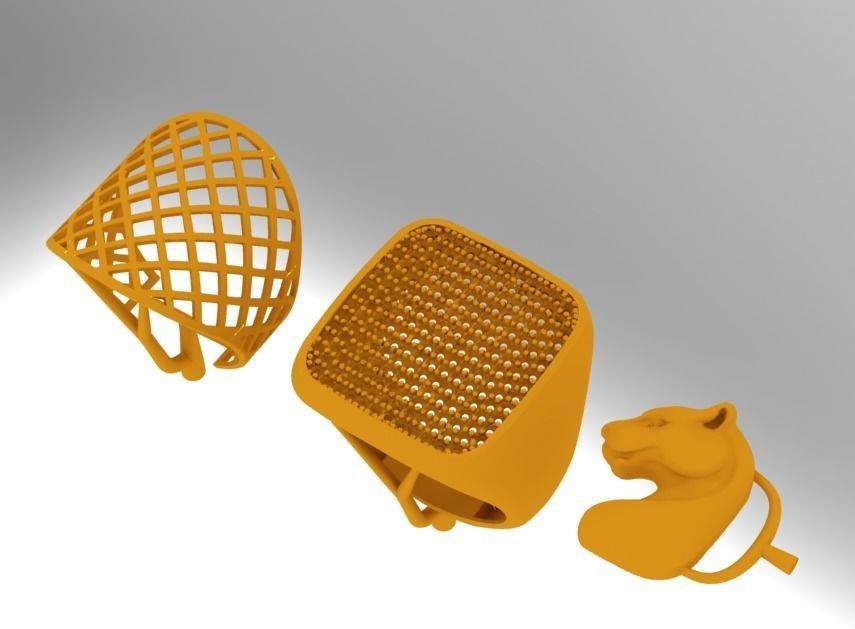 Paanther face ring 3D print model_8