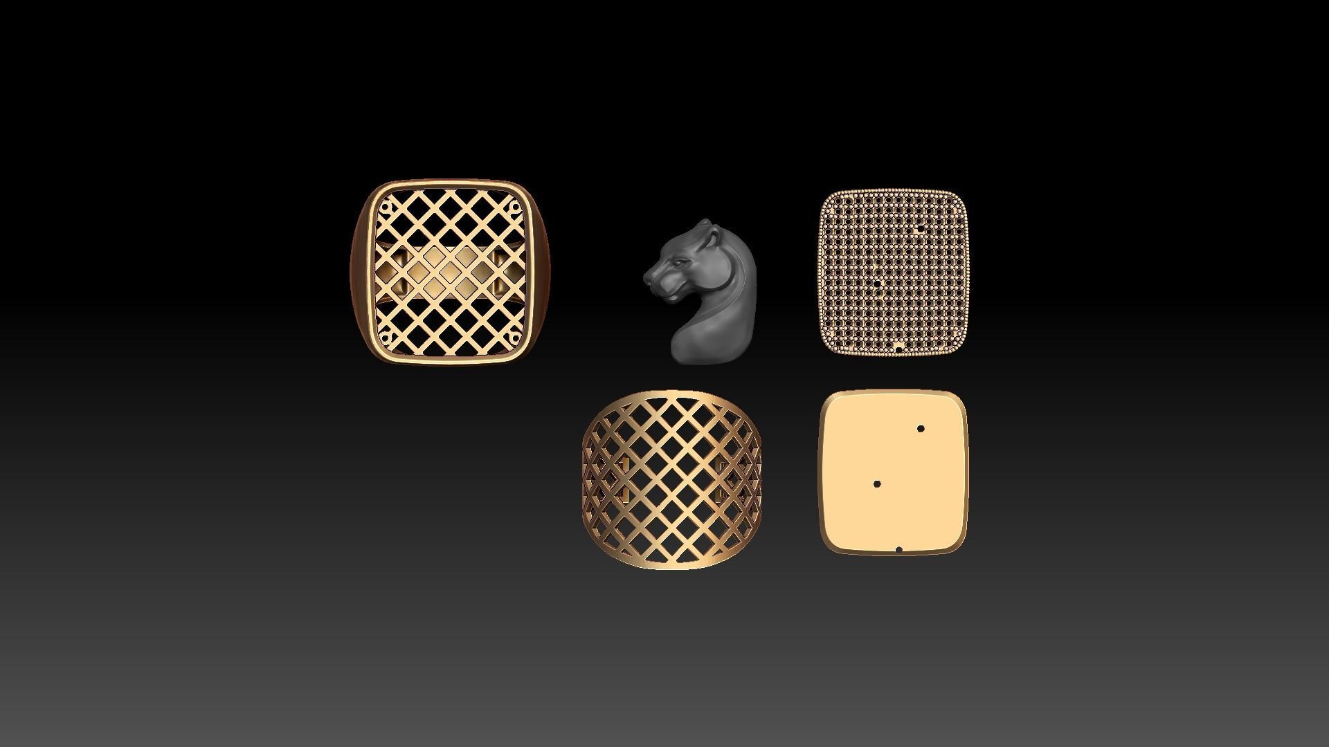 Paanther face ring 3D print model_4