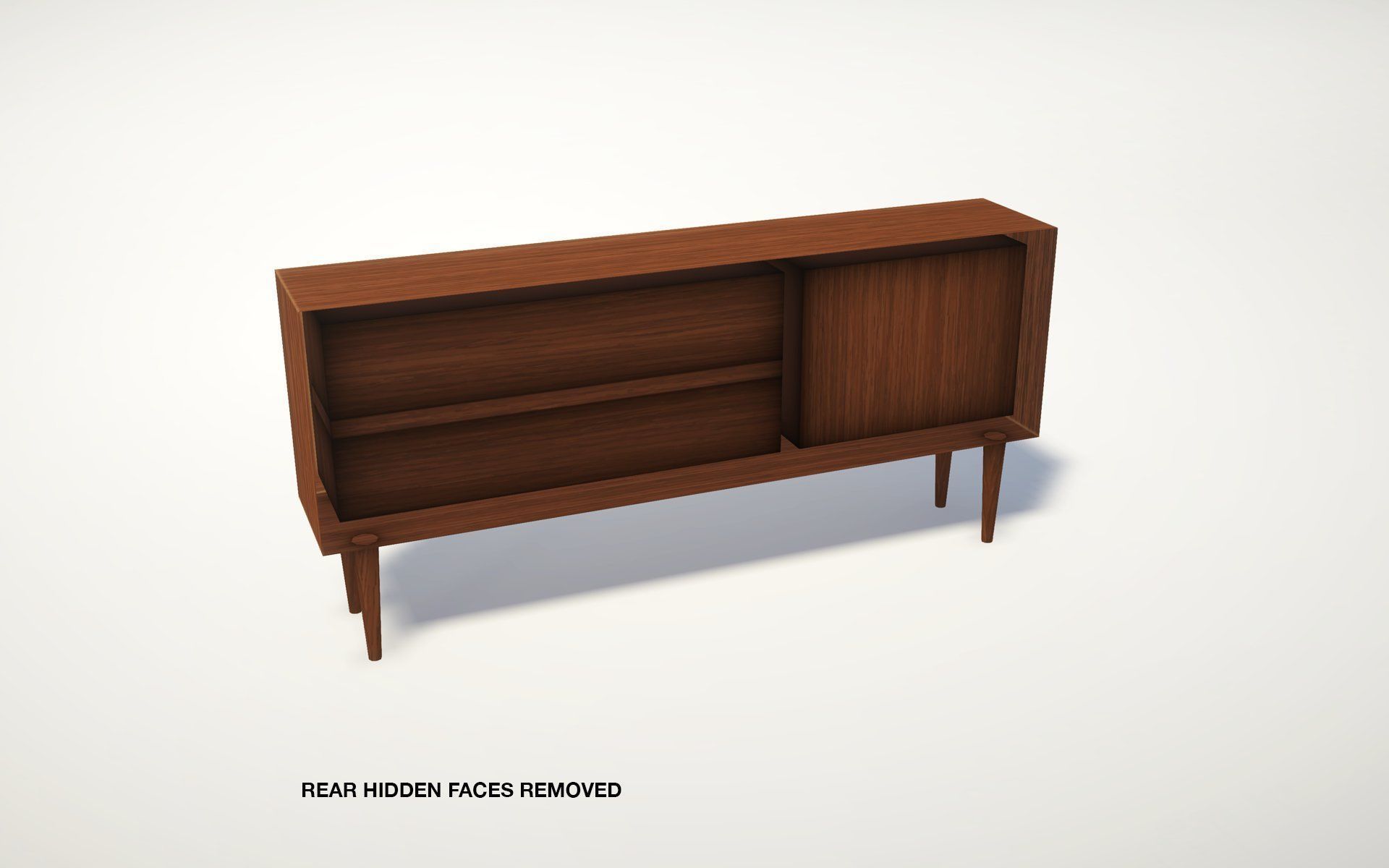 Mid Century Sideboard Low-poly 3D model_4
