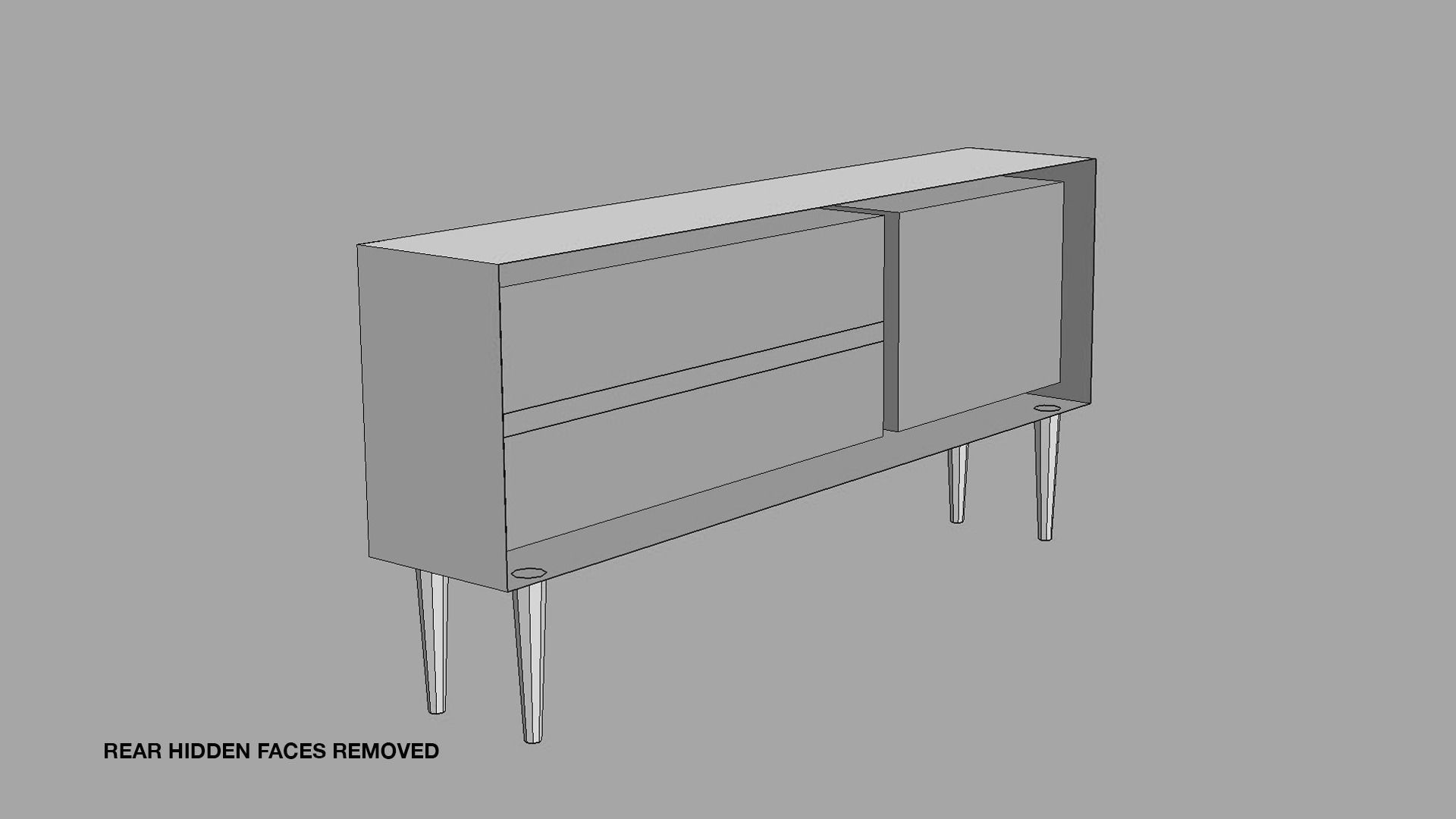 Mid Century Sideboard Low-poly 3D model_6