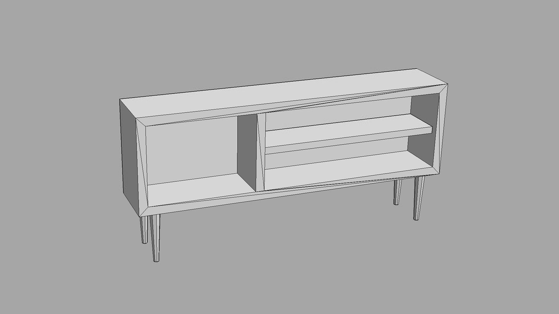 Mid Century Sideboard Low-poly 3D model_8