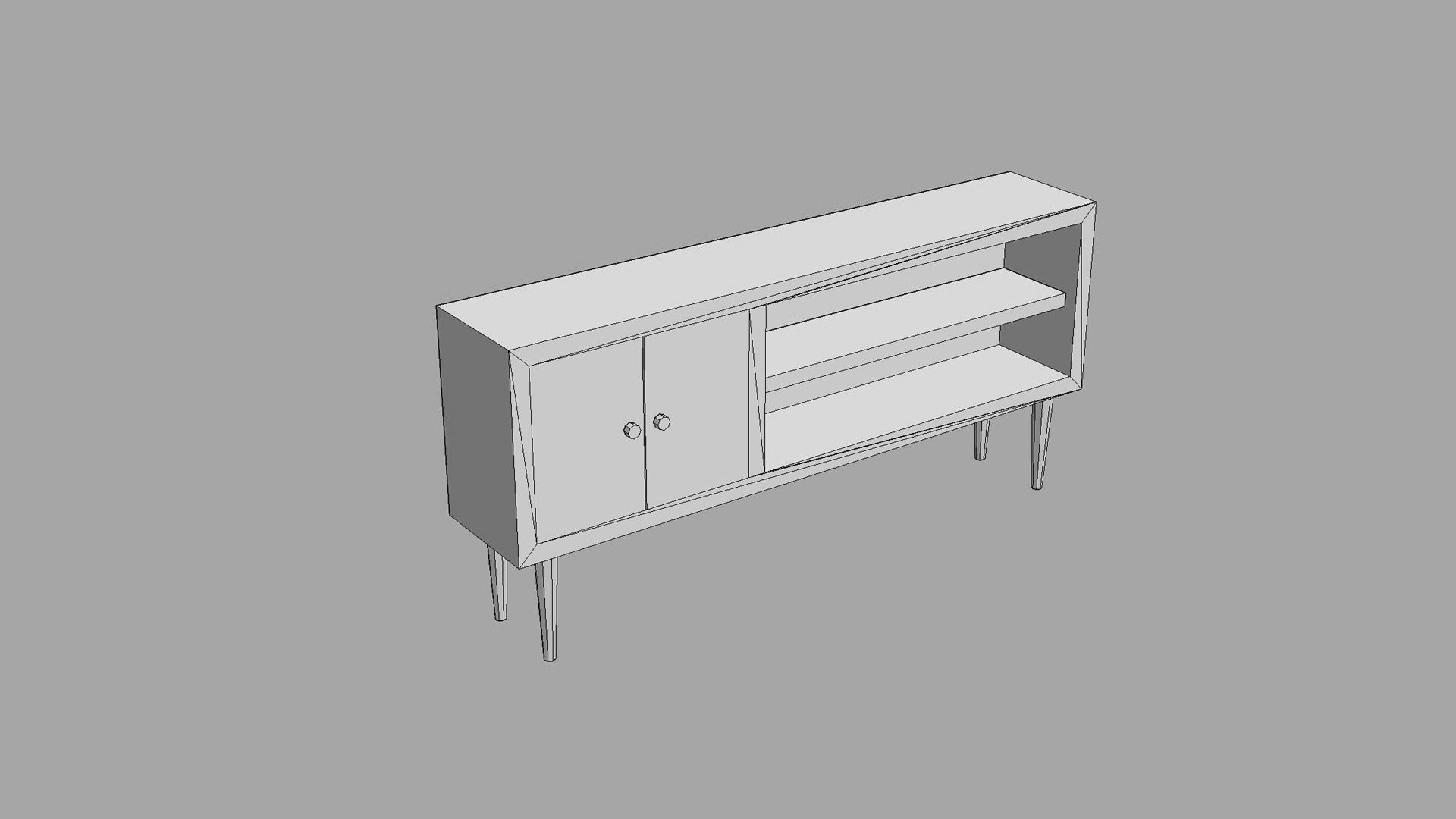 Mid Century Sideboard Low-poly 3D model_5