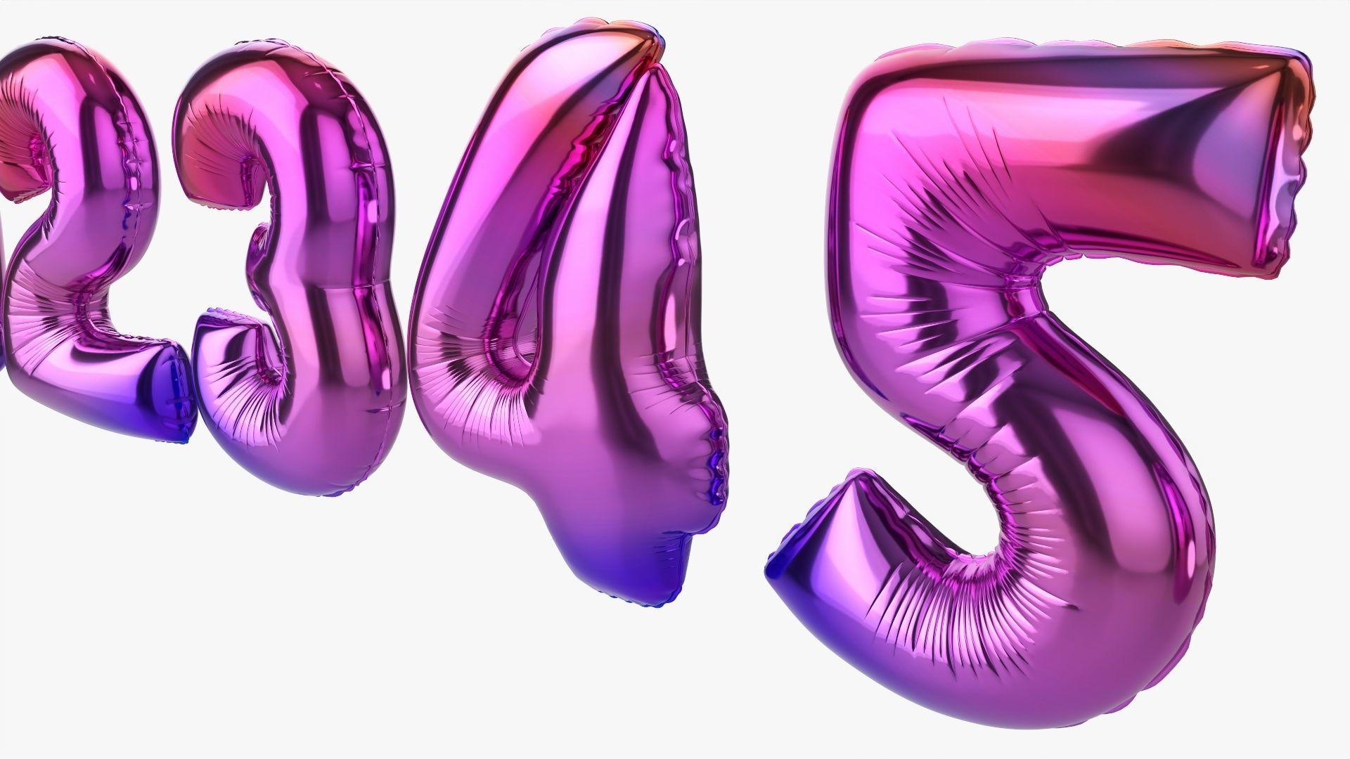 Foil air balloon numbers 01 3D model_5