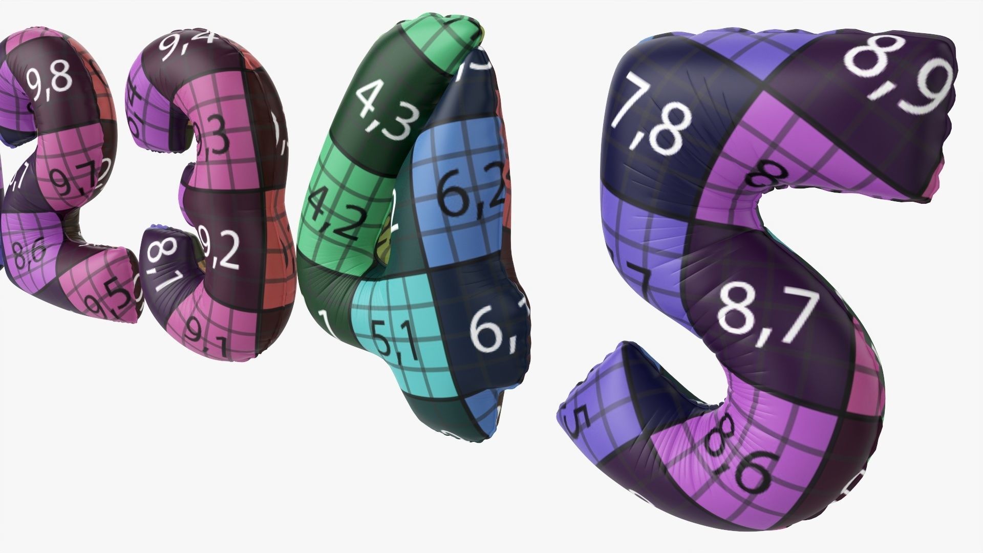 Foil air balloon numbers 01 3D model_18