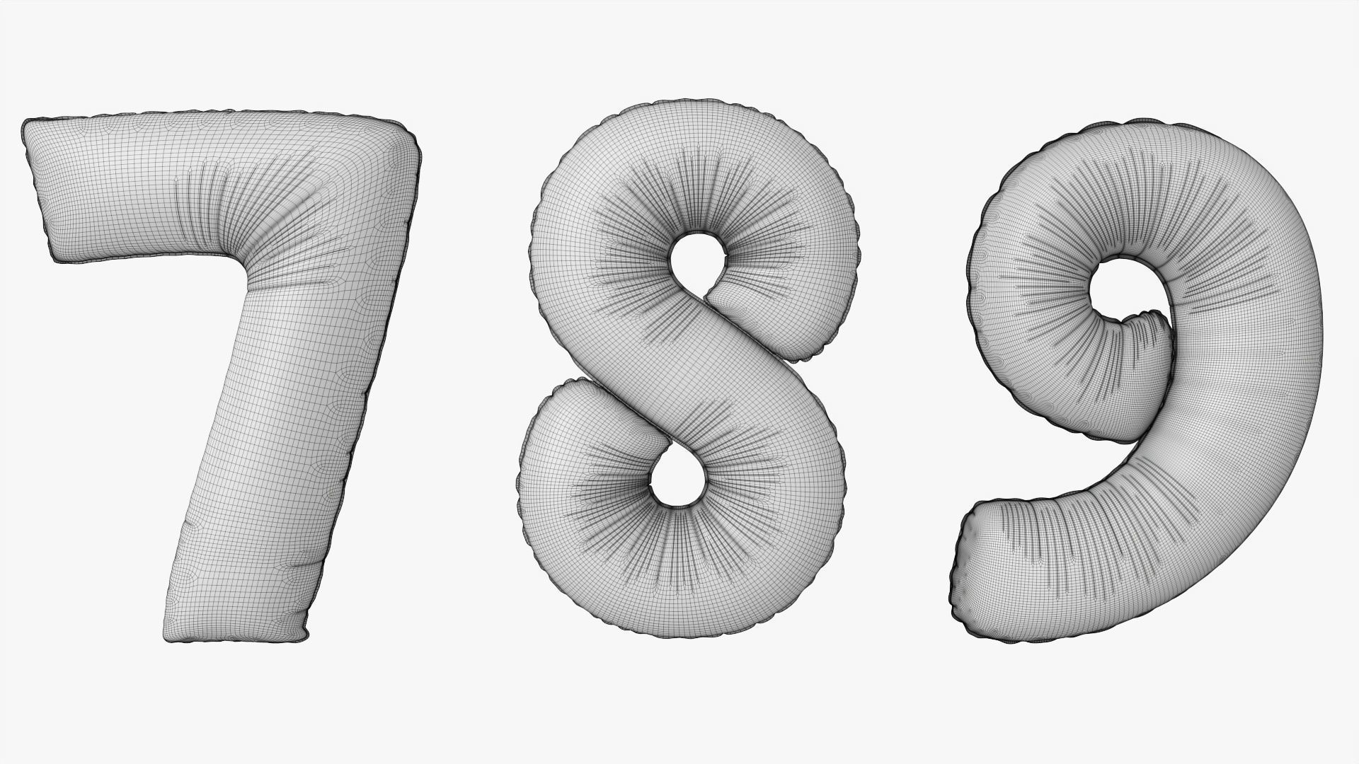 Foil air balloon numbers 01 3D model_11