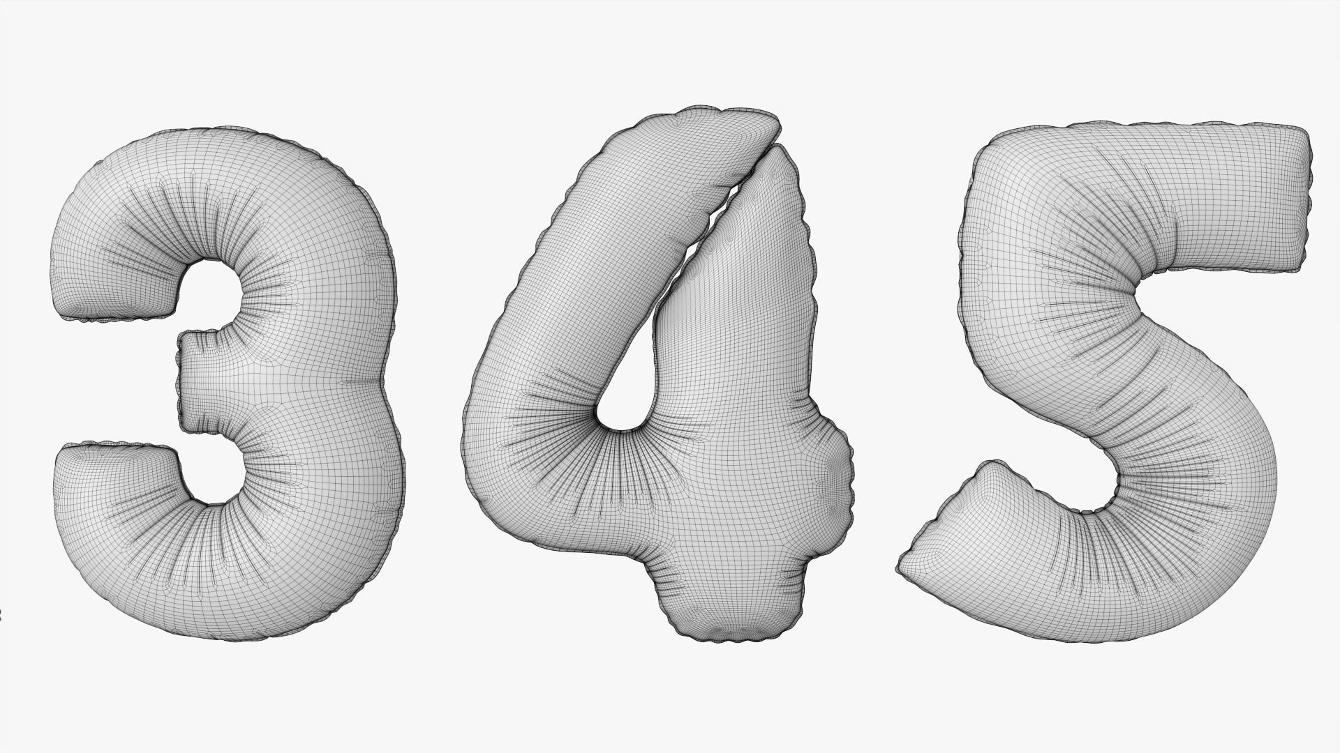 Foil air balloon numbers 01 3D model_9