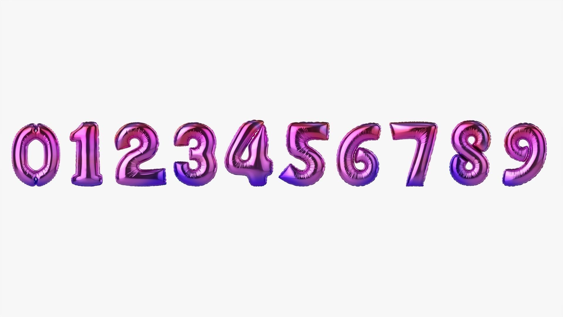 Foil air balloon numbers 01 3D model_7