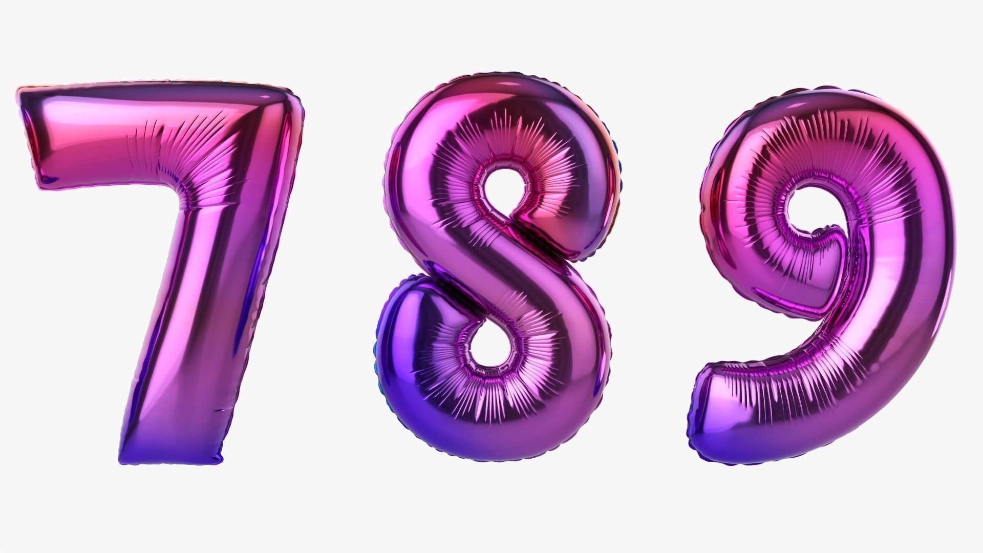Foil air balloon numbers 01 3D model_4