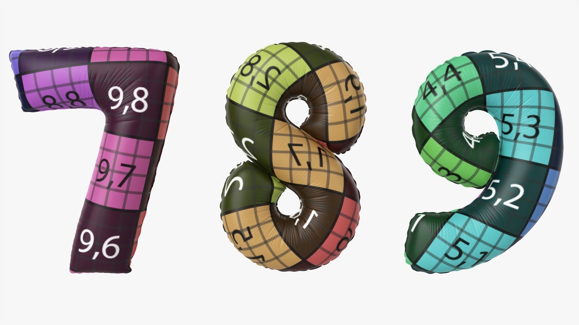 Foil air balloon numbers 01 3D model_17