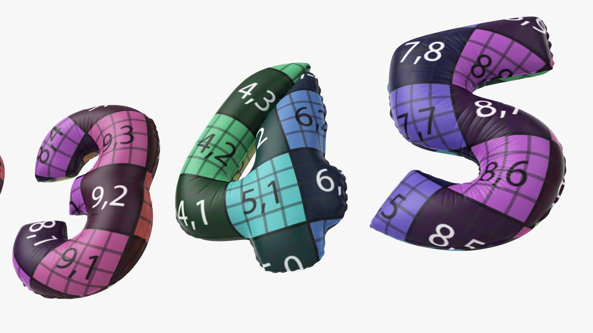 Foil air balloon numbers 01 3D model_19