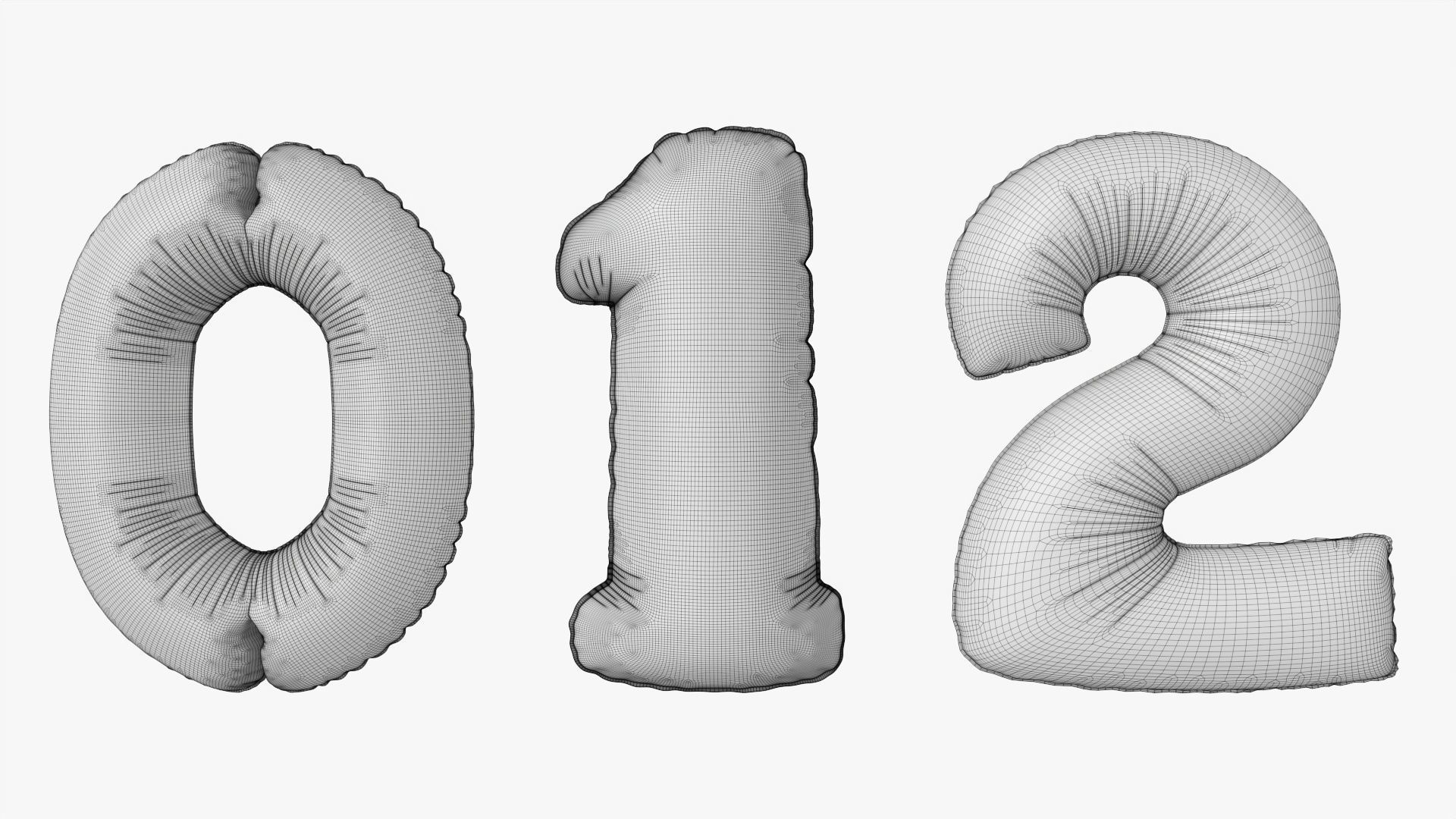 Foil air balloon numbers 01 3D model_8