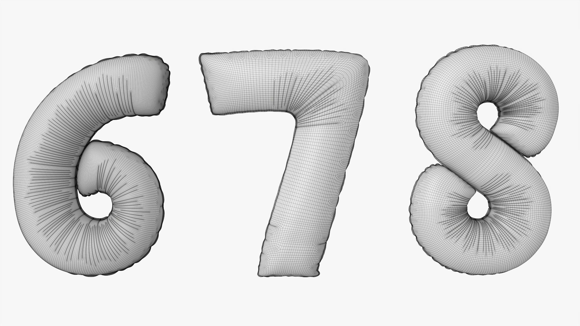 Foil air balloon numbers 01 3D model_10