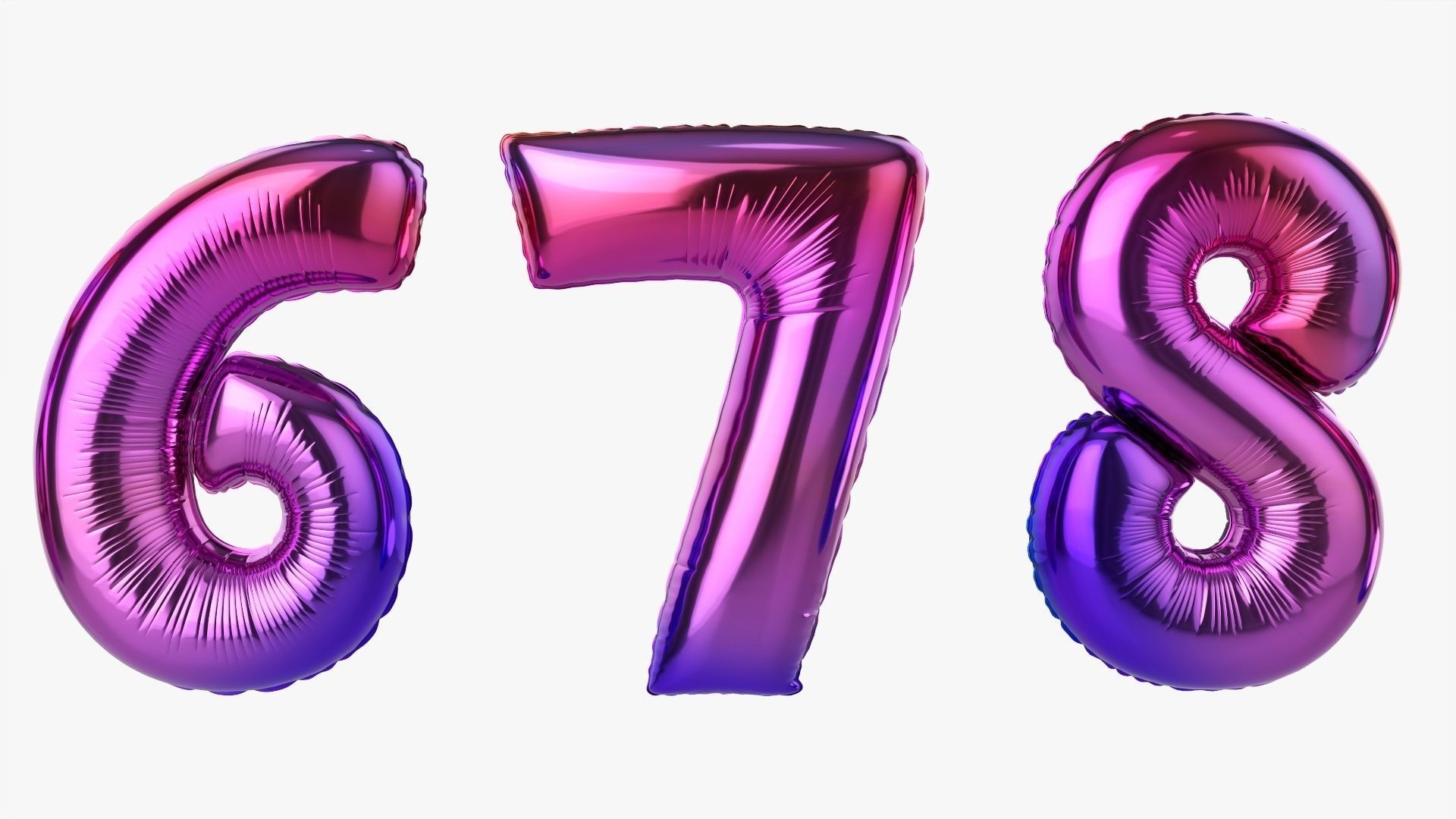 Foil air balloon numbers 01 3D model_3