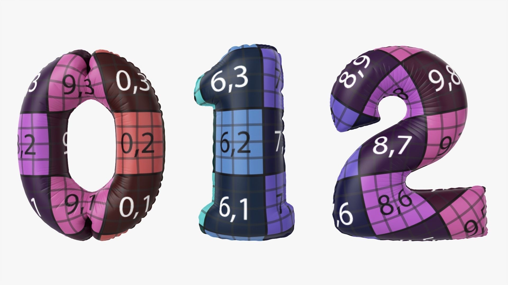 Foil air balloon numbers 01 3D model_14