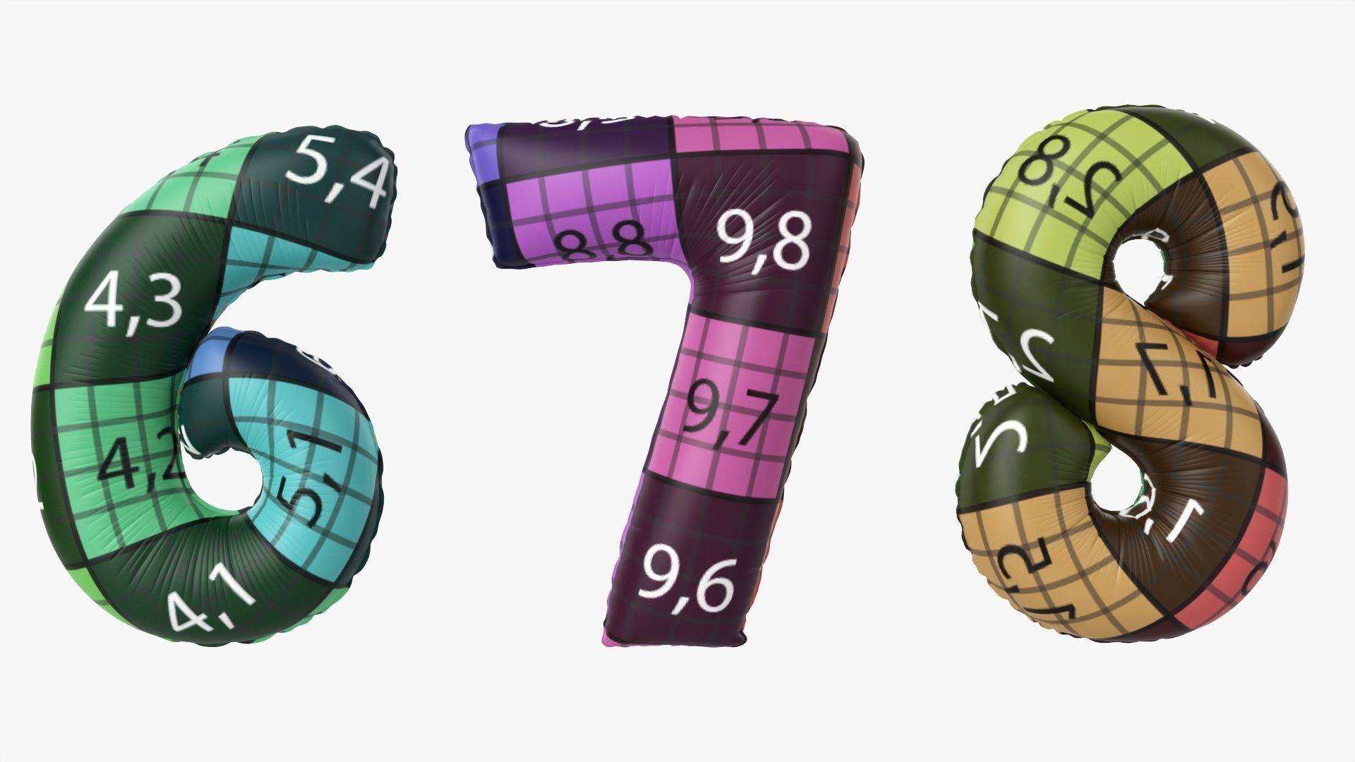 Foil air balloon numbers 01 3D model_16