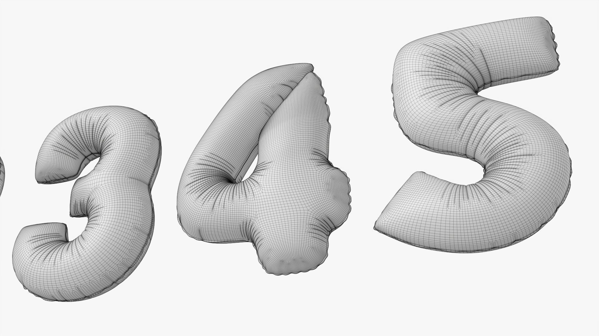 Foil air balloon numbers 01 3D model_13