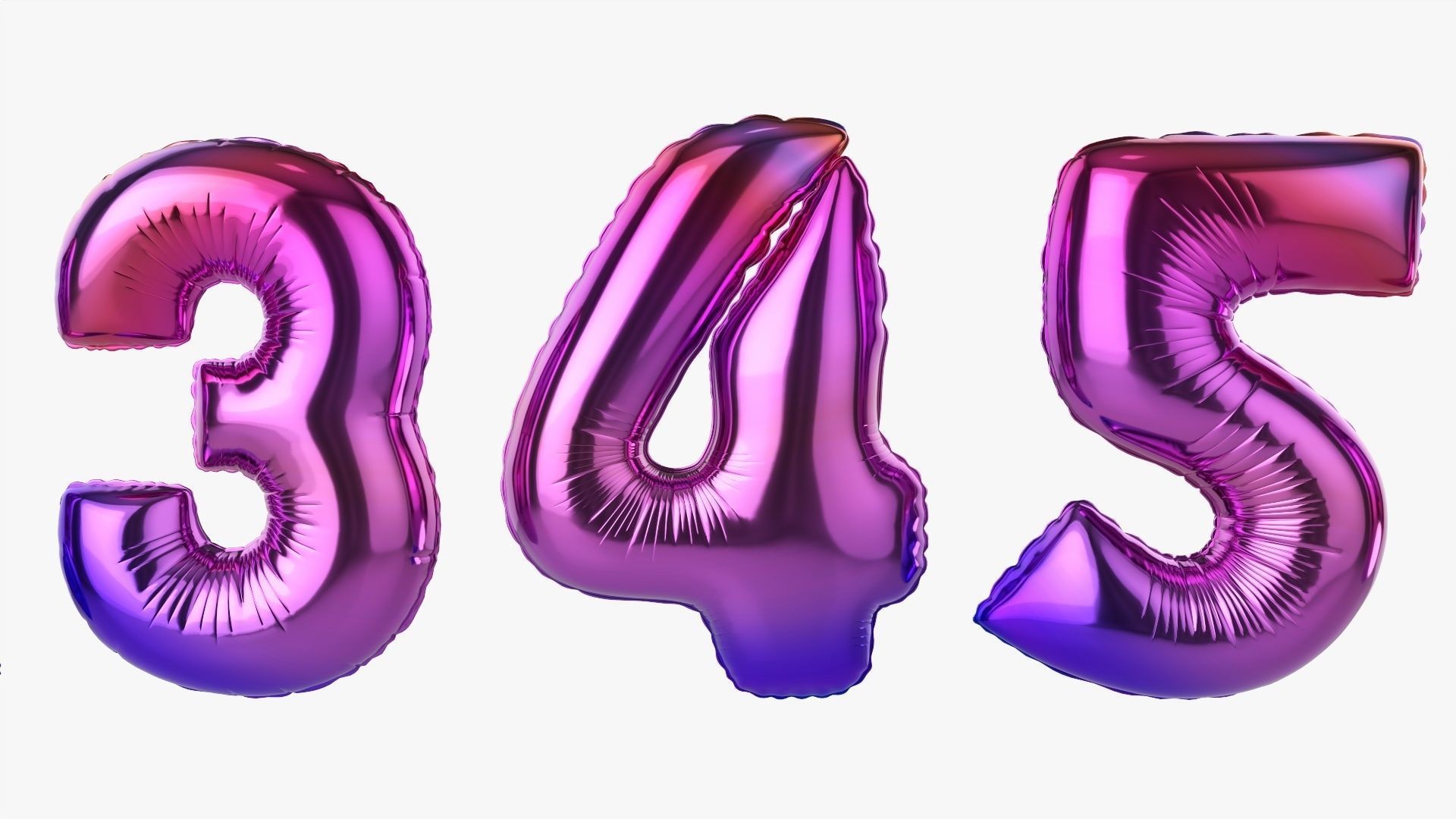 Foil air balloon numbers 01 3D model_2