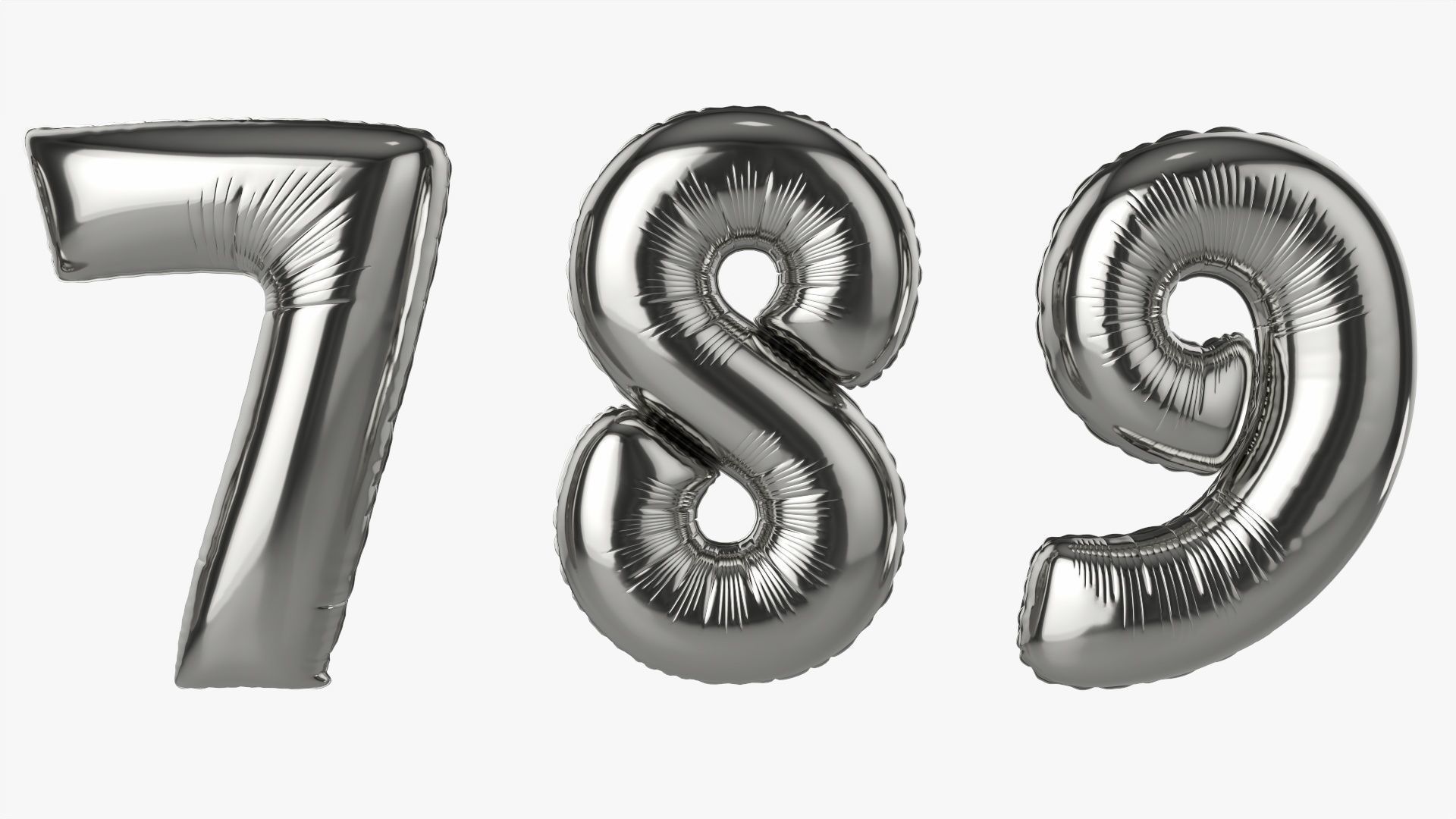 Foil air balloon numbers 03 3D model_4