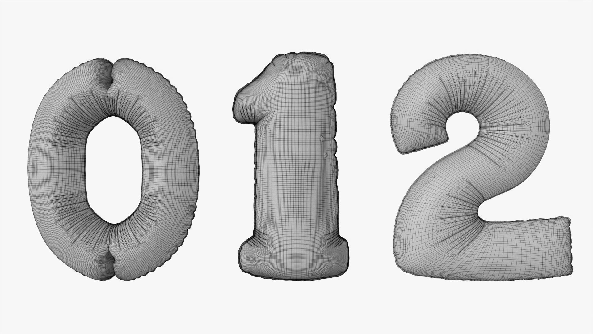 Foil air balloon numbers 03 3D model_8